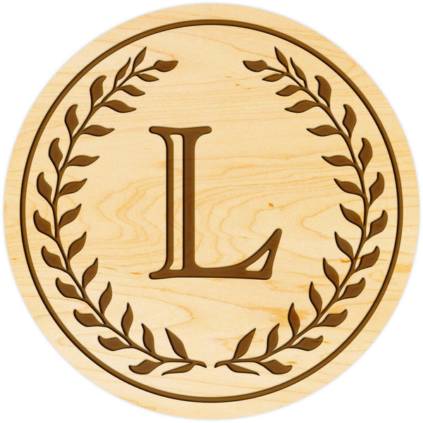 Letter Initial Coasters (First or Last Name) Coaster Shop LazerEdge L Maple Wood (Lighter) 