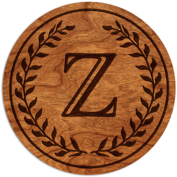 Letter Initial Coasters (First or Last Name) Coaster Shop LazerEdge Z Cherry Wood (Darker) 