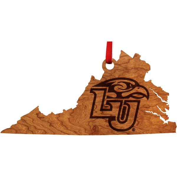 Liberty University - Ornament - State Map with Eagle over "LU" Block Letters Ornament Shop LazerEdge 