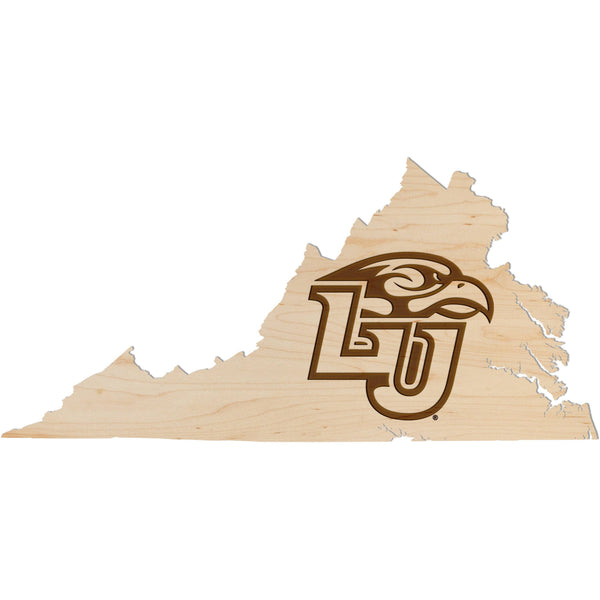 Liberty University - Wall Hanging - Crafted from Cherry or Maple Wood Wall Hanging Shop LazerEdge Large Maple Liberty Logo on State