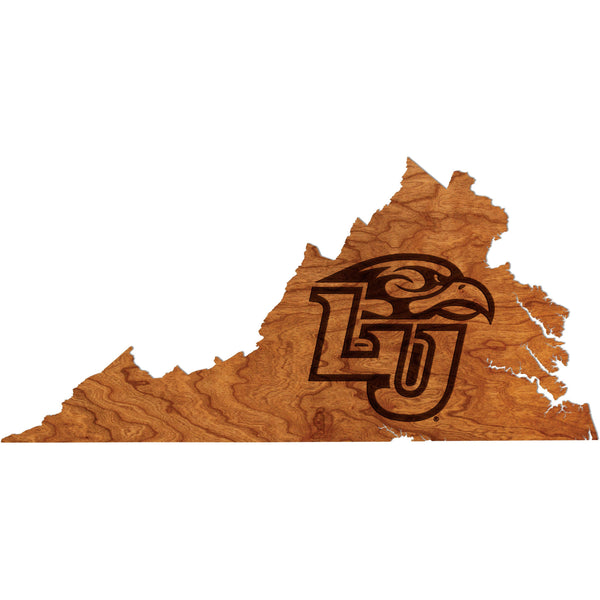 Liberty University - Wall Hanging - Crafted from Cherry or Maple Wood Wall Hanging Shop LazerEdge Standard Cherry Liberty Logo on State