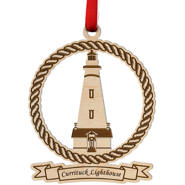 Lighthouse Ornament - Currituck Lighthouse Ornament LazerEdge Maple 