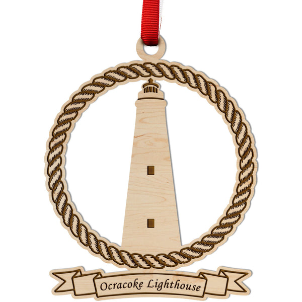 Lighthouse Ornament - Ocracoke Lighthouse Ornament LazerEdge Maple 