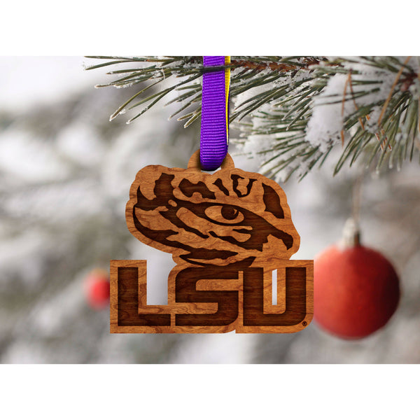 LSU - Ornament - Tiger Eye over LSU Ornament LazerEdge 