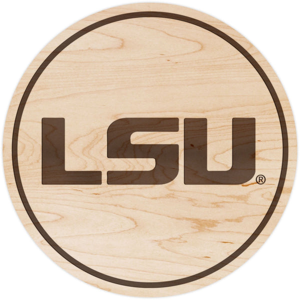 LSU Tigers Coaster "LSU" Coaster LazerEdge Maple 