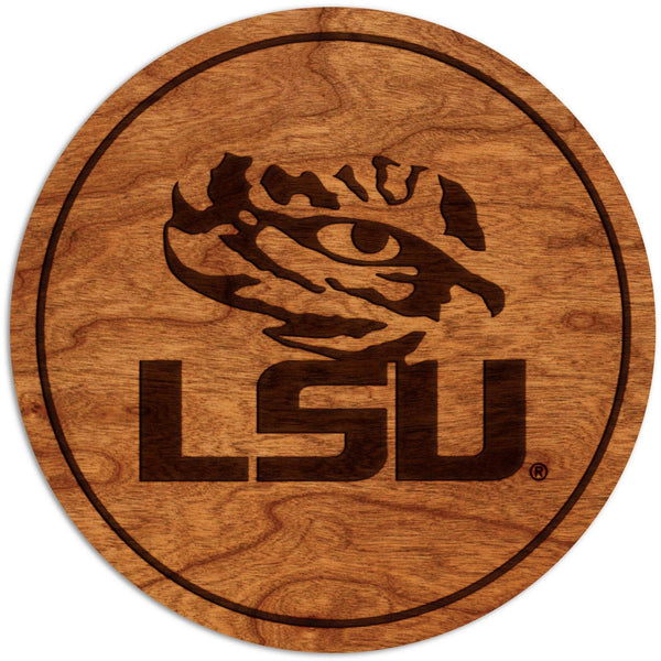 LSU Tigers Coaster Tiger Eye over LSU Coaster LazerEdge Cherry 