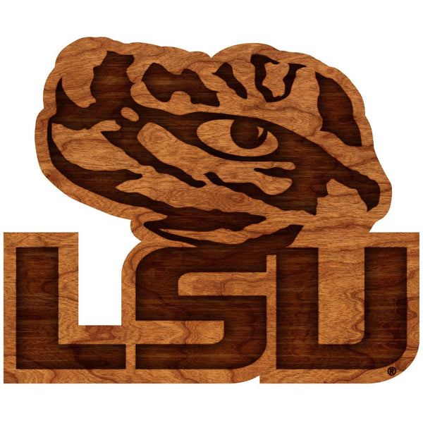 LSU - Wall Hanging - Logo - Tiger Eye over LSU Wall Hanging LazerEdge Standard 