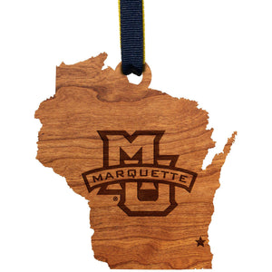 Marquette University - Ornament - State Map with MU Logo Ornament LazerEdge 