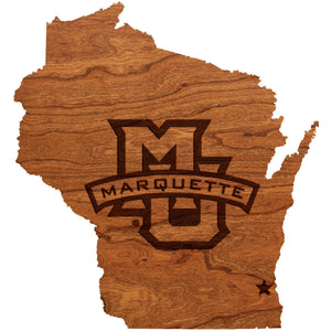 Marquette University - Wall Hanging - State Map with MU Logo Wall Hanging Shop LazerEdge 