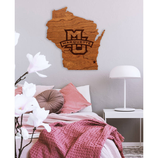 Marquette University - Wall Hanging - State Map with MU Logo Wall Hanging Shop LazerEdge 