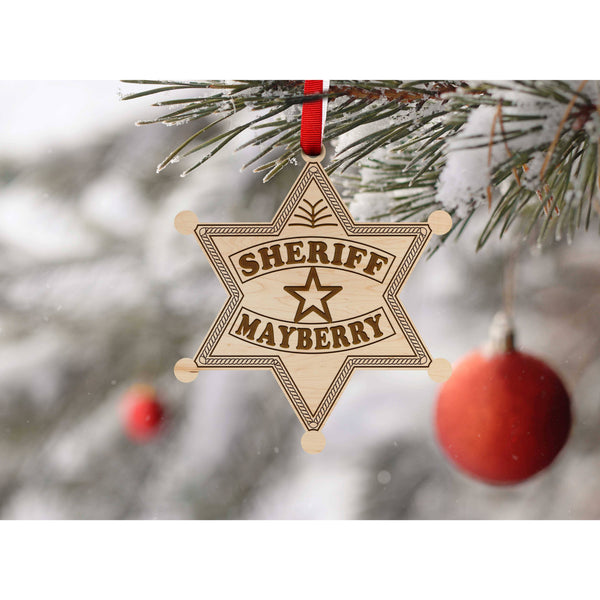 Mayberry Ornaments Shop LazerEdge Maple Mayberry Sheriff Badge 