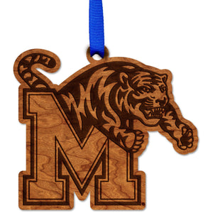 Memphis - Ornament - Block M with Tiger Ornament LazerEdge Cherry 