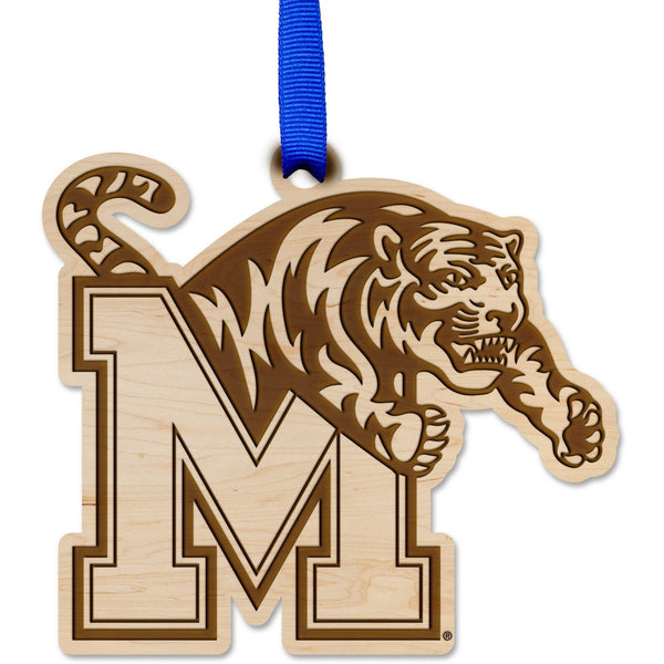 Memphis - Ornament - Block M with Tiger Ornament LazerEdge Maple 