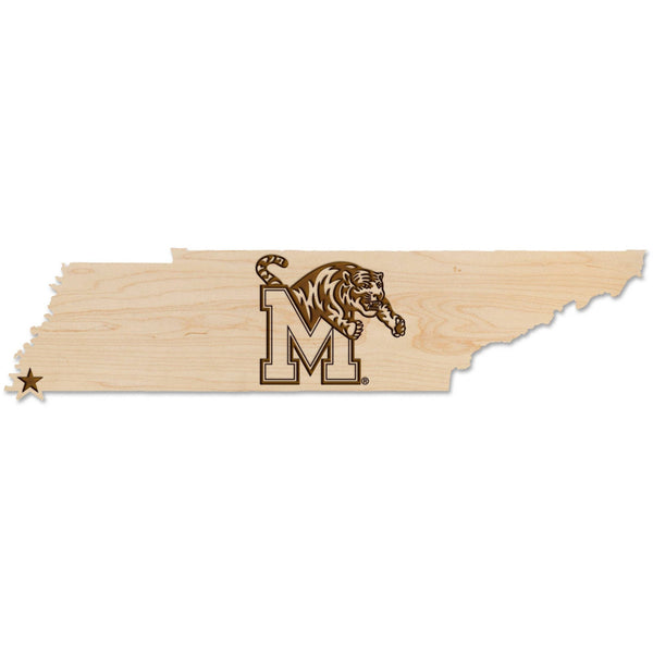 Memphis - Wall Hanging - Crafted from Cherry or Maple Wood Wall Hanging LazerEdge Standard Maple Memphis Logo on State