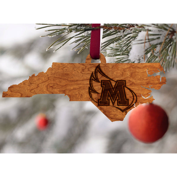 Meredith College - Ornament - State Shape with Meredith Wing Logo Ornament LazerEdge 