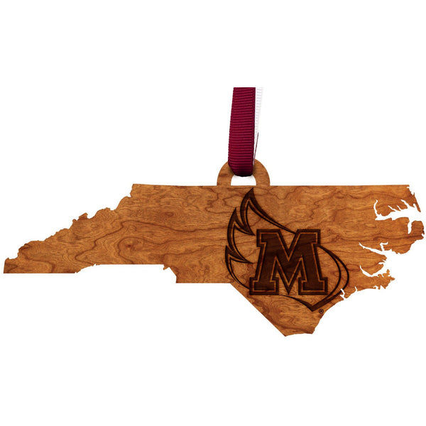 Meredith College - Ornament - State Shape with Meredith Wing Logo Ornament LazerEdge 