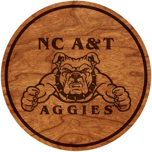 NC A&T Aggies Coaster Bulldog with Name Coaster LazerEdge Cherry 