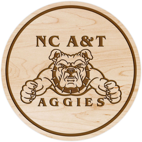NC A&T Aggies Coaster Bulldog with Name Coaster LazerEdge Maple 