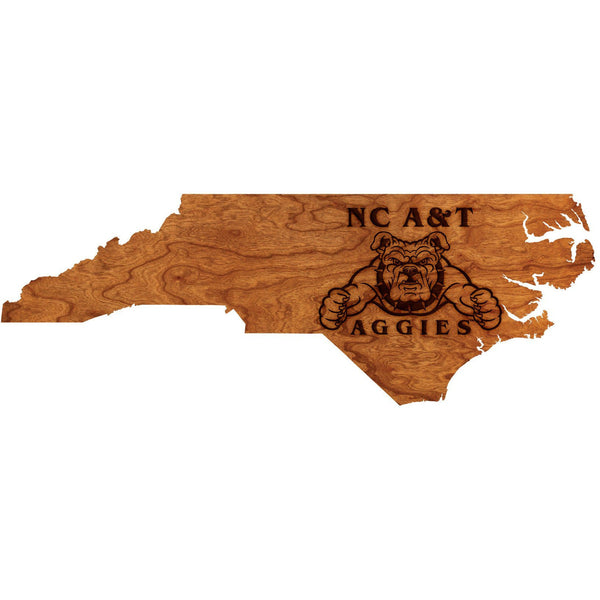 NC A&T - Wall Hanging - State Map with Bulldog and Biceps Wall Hanging Shop LazerEdge 
