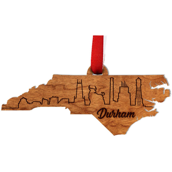 NC City Ornament (Available in Various NC Cities) Ornament LazerEdge Cherry Durham 
