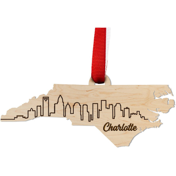NC City Ornament (Available in Various NC Cities) Ornament LazerEdge Maple Charlotte 
