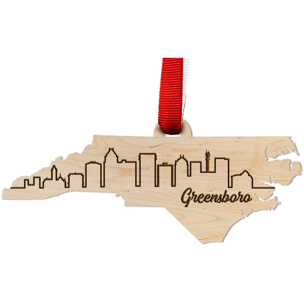 NC City Ornament (Available in Various NC Cities) Ornament LazerEdge Maple Greensboro 