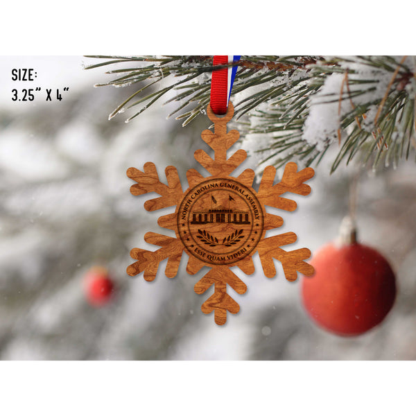 NC Government Ornaments (Multiple Designs Available) Ornament Shop LazerEdge NC General Assembly Seal on Snow Flake Cherry 
