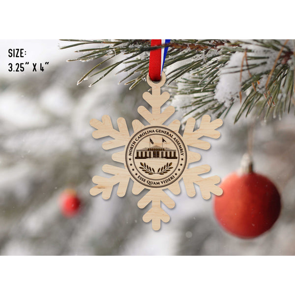 NC Government Ornaments (Multiple Designs Available) Ornament Shop LazerEdge NC General Assembly Seal on Snow Flake Maple 