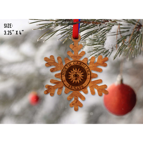 NC Government Ornaments (Multiple Designs Available) Ornament Shop LazerEdge NC Senate Seal on Snow Flake Cherry 
