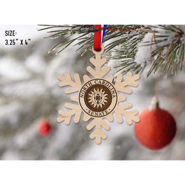 NC Government Ornaments (Multiple Designs Available) Ornament Shop LazerEdge NC Senate Seal on Snow Flake Maple 