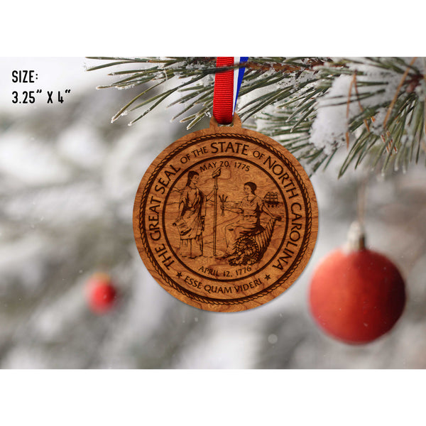 NC Government Ornaments (Multiple Designs Available) Ornament Shop LazerEdge NC State Seal Cherry 