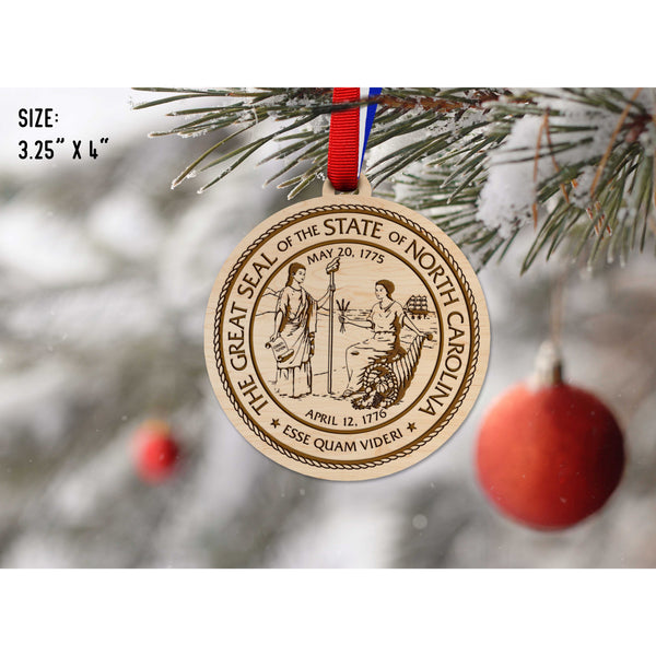 NC Government Ornaments (Multiple Designs Available) Ornament Shop LazerEdge NC State Seal Maple 