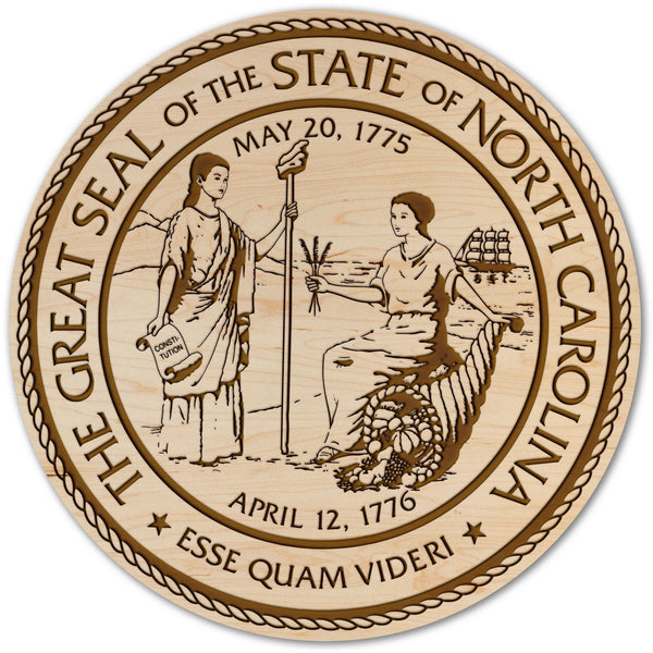NC Government Wall Hanging (Multiple Designs Available) Wall Hanging Shop LazerEdge NC State Seal Maple Standard