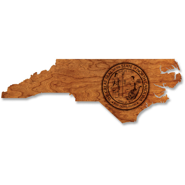 NC Government Wall Hanging (Multiple Designs Available) Wall Hanging Shop LazerEdge NC State Seal on State Shape Cherry Standard