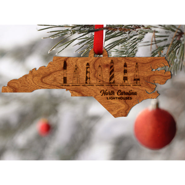 NC Lighthouse Skyline Ornament - Crafted from Cherry or Maple Ornament LazerEdge 