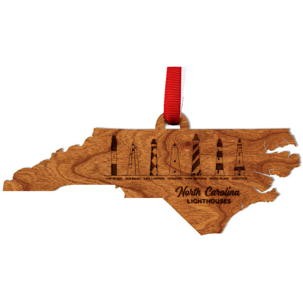 NC Lighthouse Skyline Ornament - Crafted from Cherry or Maple Ornament LazerEdge Cherry 