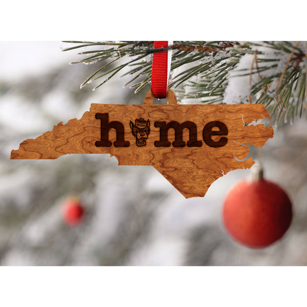 NC State - Ornament - State Map - "Home" with Tuffy Head Ornament Shop LazerEdge 