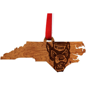 NC State - Ornament - Tuffy Head State Map Ornament LazerEdge 