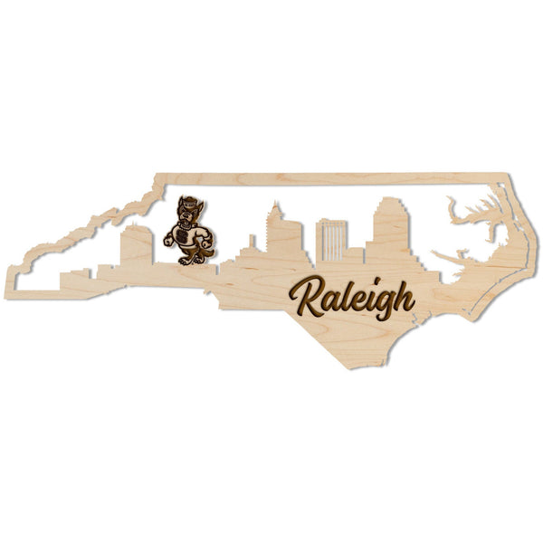NC State Wolfpack Raleigh Skyline Wall Hanging Wall Hanging LazerEdge Maple 
