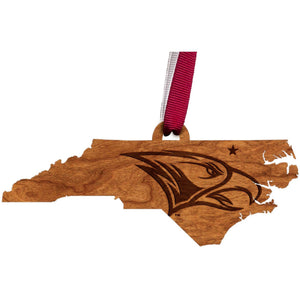 NCCU - Ornament - State Map with Eagle Head Logo Ornament Shop LazerEdge 