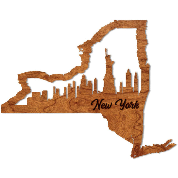 New York City Skyline Wall Hanging Wall Hanging LazerEdge Cherry New York City Large