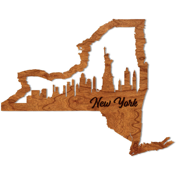 New York City Skyline Wall Hanging Wall Hanging LazerEdge Cherry New York City Large