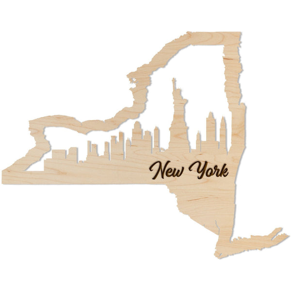 New York City Skyline Wall Hanging Wall Hanging LazerEdge Maple New York City Large