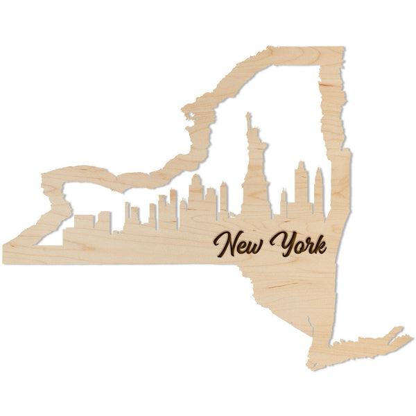 New York City Skyline Wall Hanging Wall Hanging LazerEdge Maple New York City Large