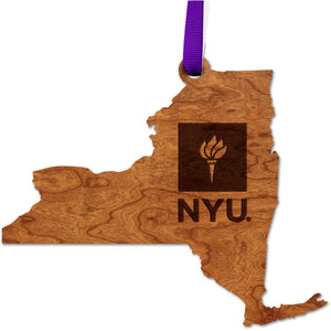 New York University - Ornament - Logo on State Ornament LazerEdge Cherry 