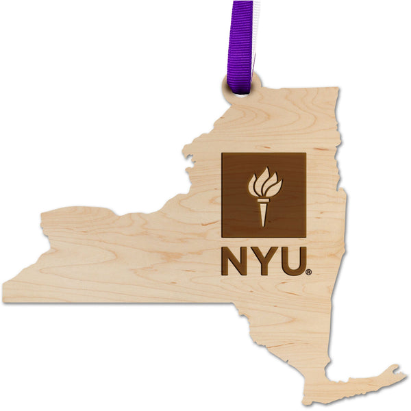 New York University - Ornament - Logo on State Ornament LazerEdge Maple 