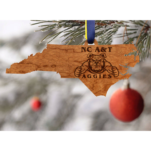 North Carolina A&T - Ornament - State map with bull dog and biceps Ornament LazerEdge 