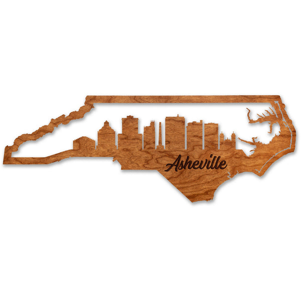 North Carolina City Wall Hanging (Various Cities Available) Wall Hanging LazerEdge Asheville Large Cherry