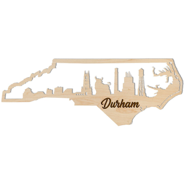 North Carolina City Wall Hanging (Various Cities Available) Wall Hanging LazerEdge Durham Large Maple
