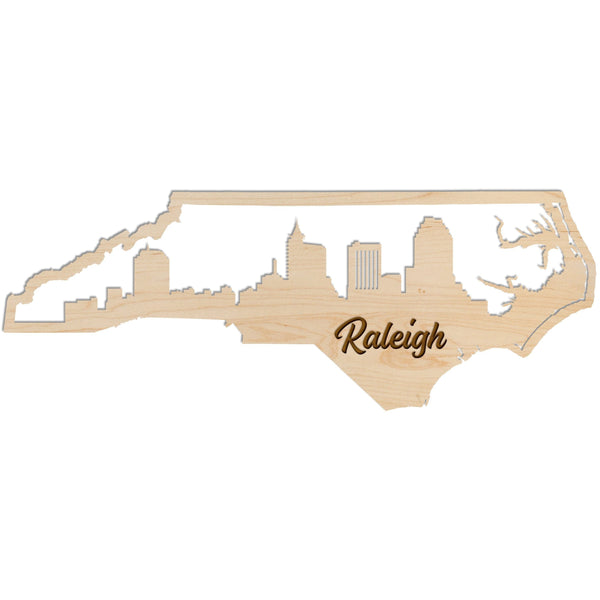 North Carolina City Wall Hanging (Various Cities Available) Wall Hanging LazerEdge Raleigh Large Maple